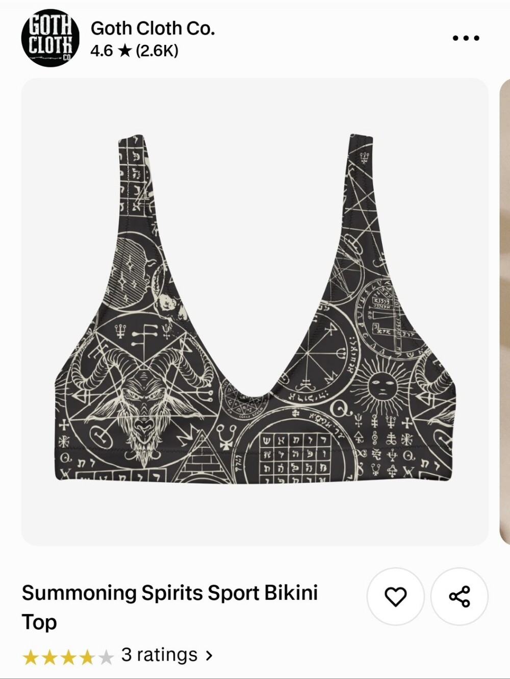 Goth Cloth Summoning Spirits Bikini Top